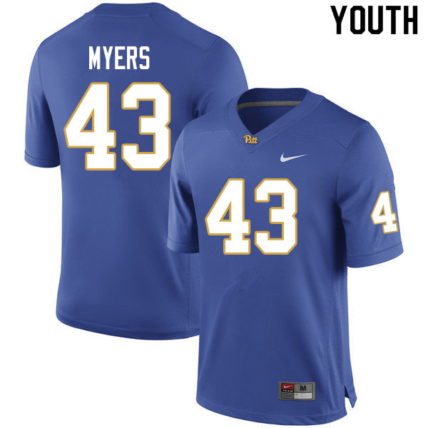 Youth #43 Eli Myers Pitt Panthers College Football Jerseys Sale-Royal